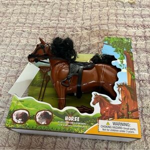 The Horse Brown Toy with Black Saddle & accessories